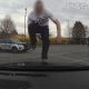 Man breaks police cruiser windshield by using hood as a springboard