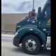 Bizarre incident caught of tape of man clinging to semi-truck’s windshield